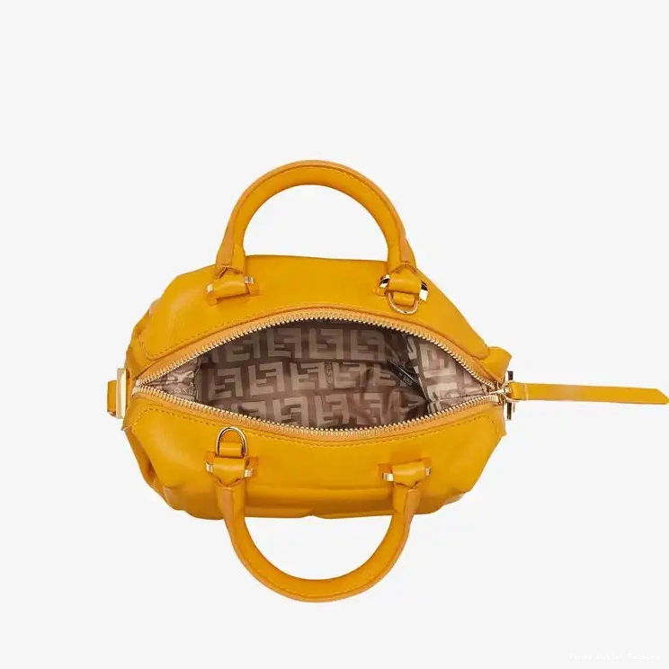 Vintage HOT Fendi FF Mini Yellow Cube Bag Nappa Leather In 0414